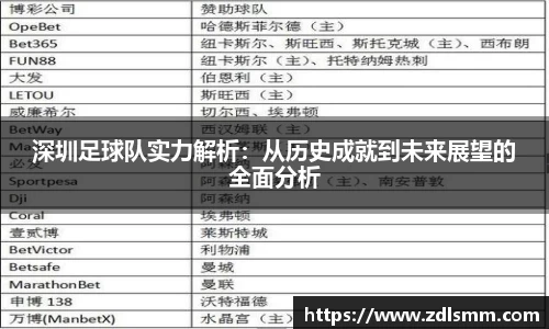 深圳足球队实力解析：从历史成就到未来展望的全面分析